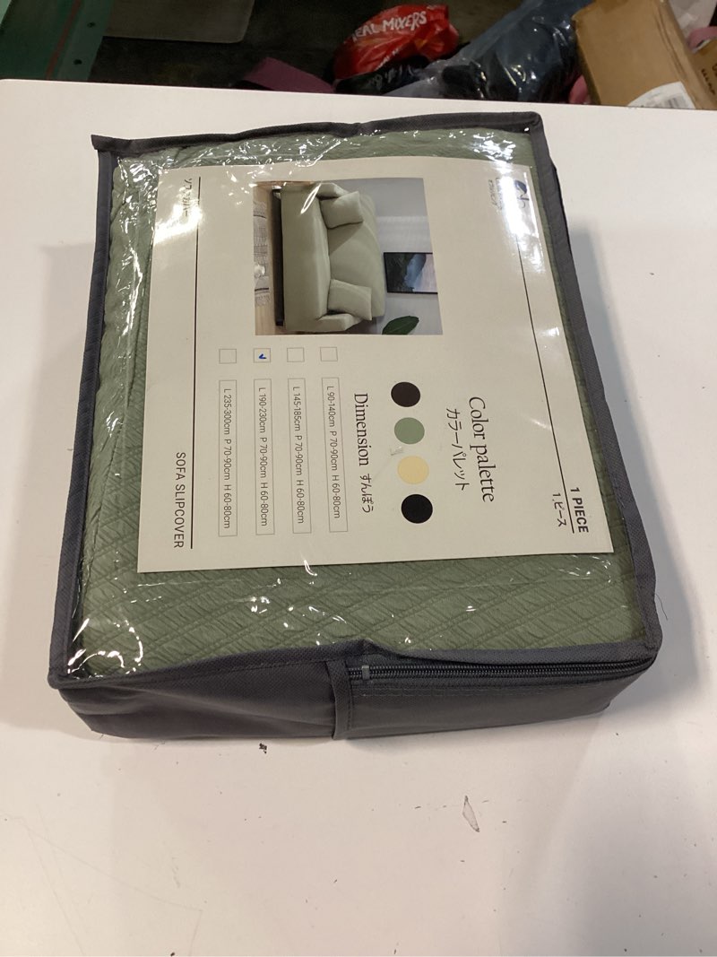 Condition photo showing New/Like New for stretch couch covers, couch covers for 3 cushion couch sofa pet friendly, washable, furniture protector sofa with elastic bottom for cats, dogs (puff grid - green, 3 seats) puff grid - green 3 seats(74" - 90")