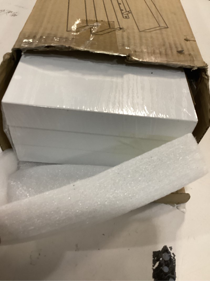 Condition photo showing Good Condition for BAYKA White Floating Shelves for Wall, 22.5 inches Wall Mounted Rustic Wood Shelves for Bathroom, Bedroom, Living Room, Floating Shelves for Books/Storage/Decor (Set of 3) C. White - Modern Minimalist Style 22.5inches