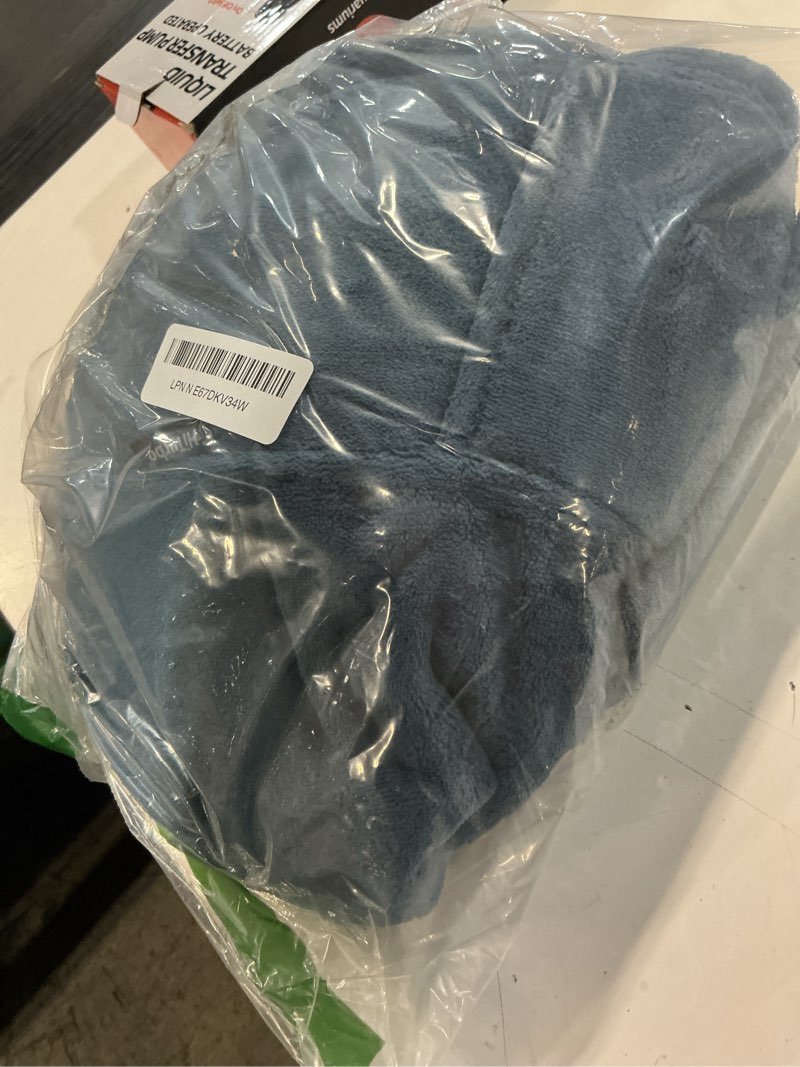 Condition photo showing Good Condition for hiturbo kids bath towel hoodie: soft plush zipper surf poncho - warm fleece changing towels swimming outerwear (navy)