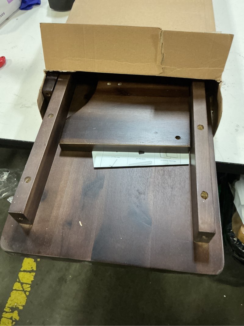 Condition photo showing As Is for fanatu extra wide 26in wooden step stool, heavy duty one step stool for adults and seniors, holds up to 550 lbs, reinforced cross bar, non-skid surface (walnut)