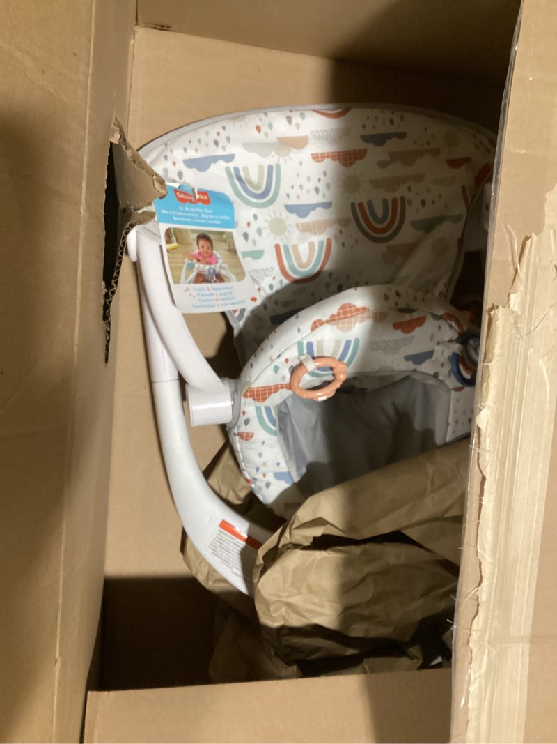 Condition photo showing Good Condition for Fisher-Price Portable Baby Chair Sit-Me-Up Floor Seat with Developmental Toys & Machine Washable Seat Pad, Rainbow Showers One Size Rainbow Showers