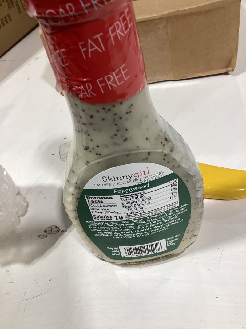 Condition photo showing New/Like New for skinnygirl sugar free gluten free salad dressing, poppyseed, 8 ounce poppyseed 8 fl oz (pack of 1)