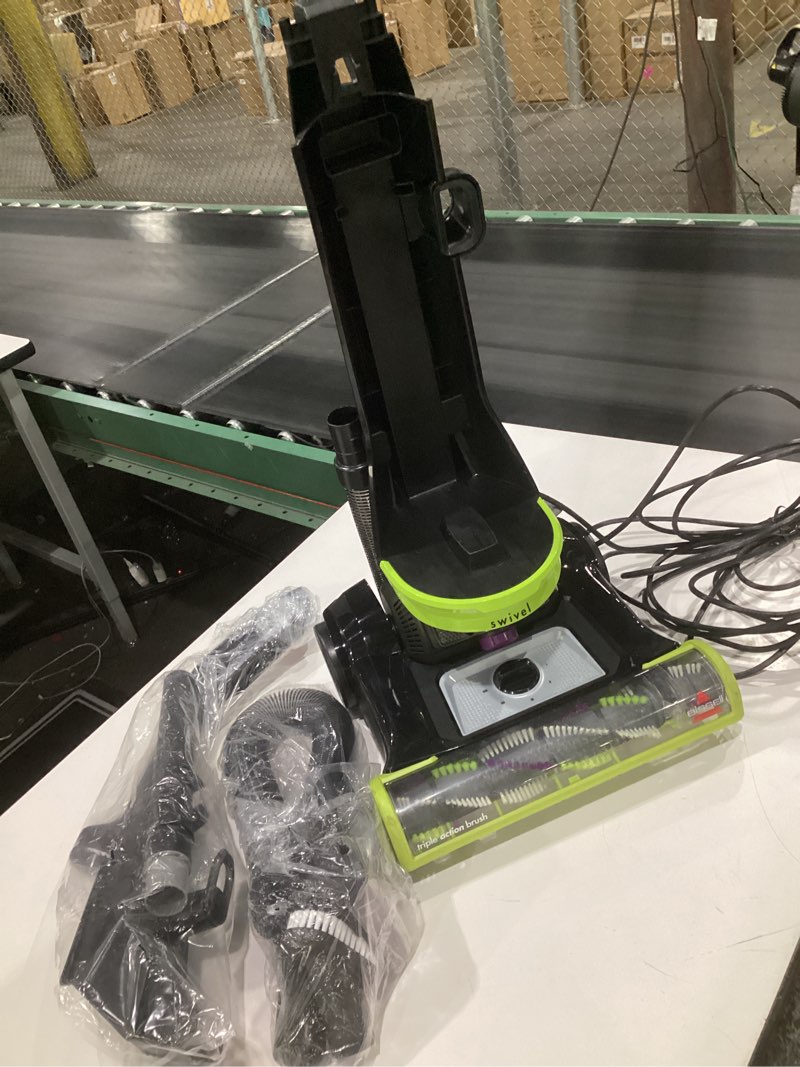 Condition photo showing As Is for (used, incomplete parts)bissell 2252 cleanview swivel upright bagless vacuum with swivel steering, powerful pet hair pick up, specialized pet tools, large capacity dirt tank, easy empty green