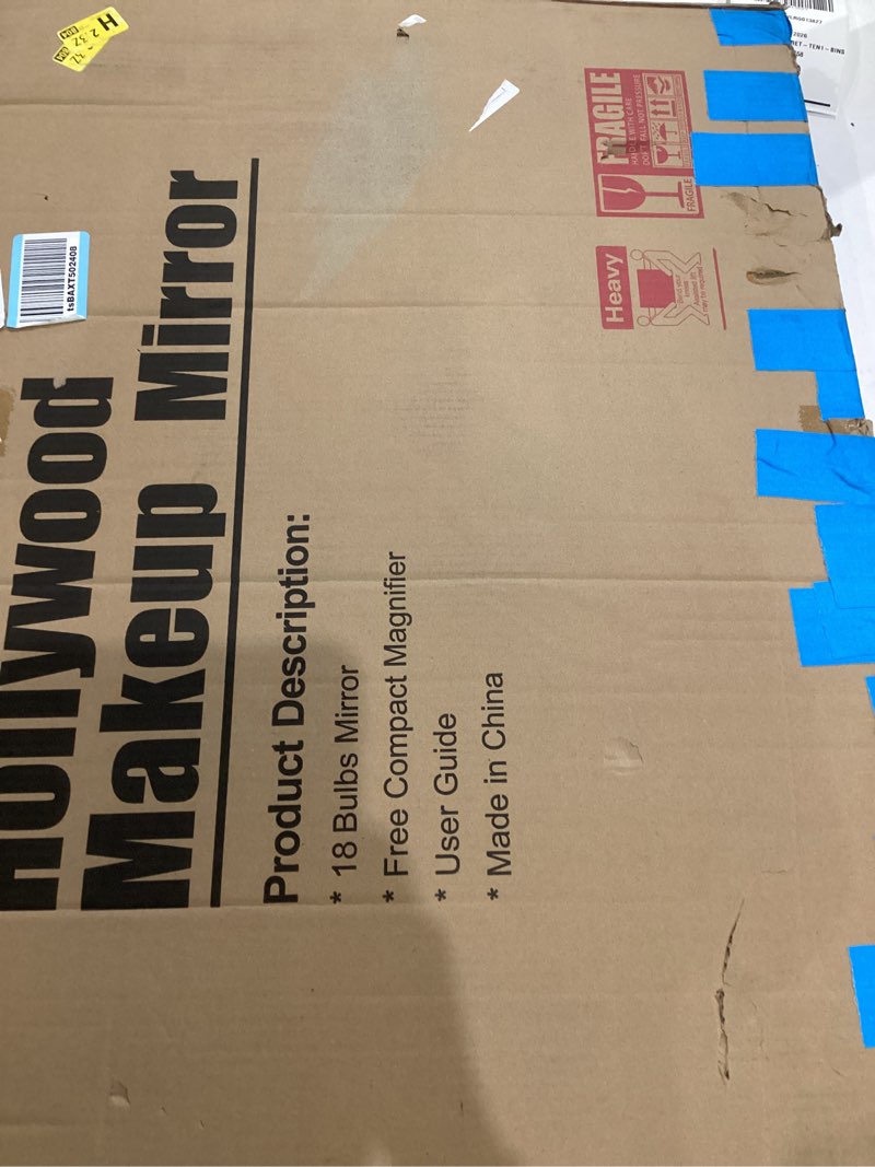 Condition photo showing As Is for Fenair Large Vanity Makeup Mirror with Lights 32"X23" Lighted Hollywood Mirror with 18 Dimmable Bulbs, 3 Color Light Settings, USB Port, Bedroom Makeup Mirror for Tabletop 24"L x 32"W