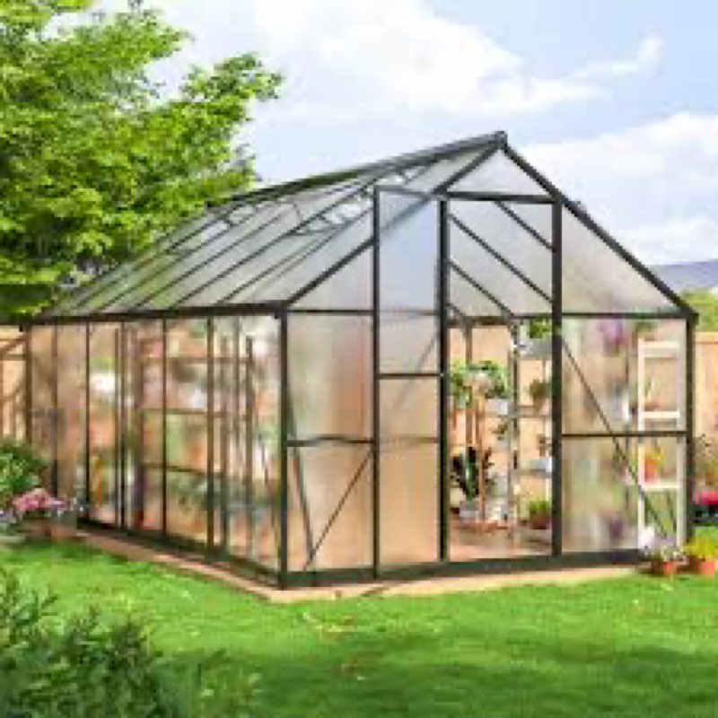 (Incomplete )8×12FT Polycarbonate Greenhouse for Outdoors, Large Walk in Green House Kit and Winter Garden Planti