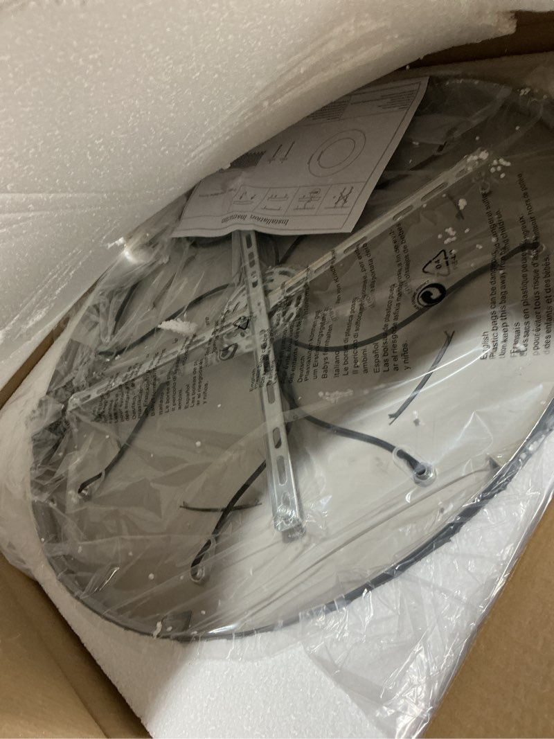 Condition photo showing Good Condition for modern crystal chandelier 24 inch round raindrop crystal chandeliers flush mount ceiling light fixture for living room dining room bedroom