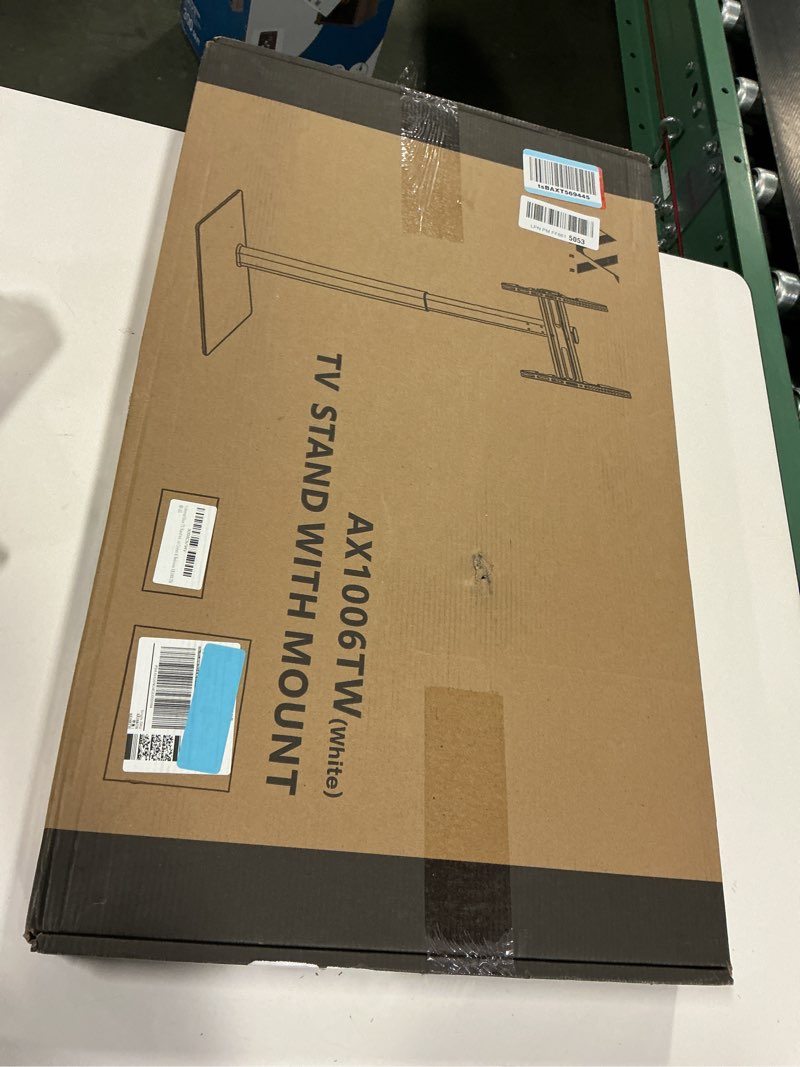 Condition photo showing New/Like New for AX WABER Universal Floor TV Stand with Mount 70 Degree Swivel 9 Level Height Adjustable and Space Saving Design for Most 27 to 65 inch LCD, LED OLED TVs, Perfect for Corner & Bedroom White AX1006TW