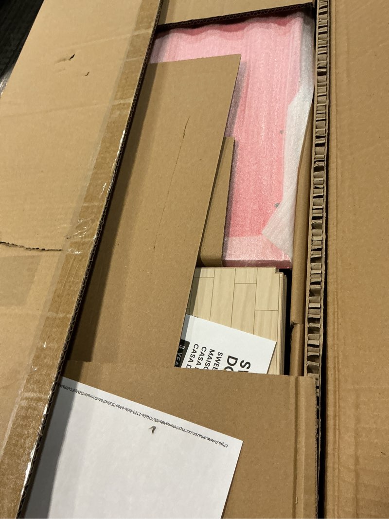 Condition photo showing Good Condition for Tiny Land Wooden Dollhouse for Girls - 6 Rooms Wooden Doll House, DIY Pretend Doll House with 31Pcs Furniture Accessories, Creative Gift for Girl Ages 3+ Pink