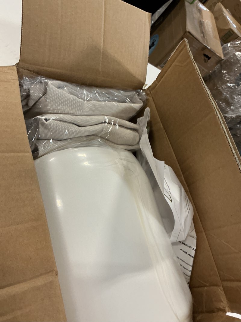 Condition photo showing Good Condition for magpie fabrics outdoor bench cushion 42 x 18 inch, waterproof fade resistant patio garden loveseat sofa settee couch swing pads with carry handle and ties, recycled cream white recycled cream white 42"w x 18"d x 3"thick