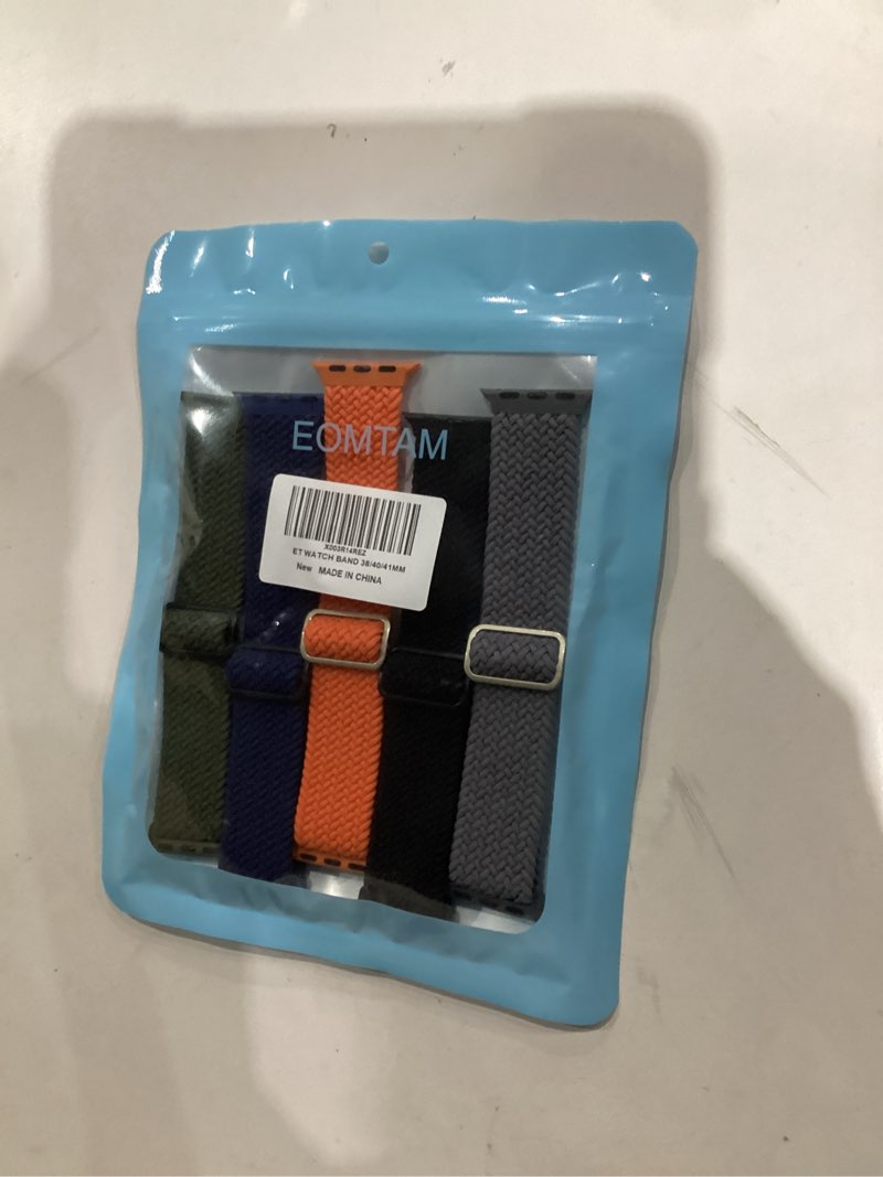 Condition photo showing New/Like New for 5 Pack Braided Stretchy Bands Compatible with Apple Watch Bands Women Men 38mm 40mm 41mm 42mm 44mm 45mm 46mm 49mm,Nylon Solo Loop Elastic Straps Cloth Wristbands for iWatch All Series 1-10 SE Ultra Olive/Orange/ Navy/Blue Gray/Black 49MM/46MM/45MM/44MM/42MM(Series 3 2 1)