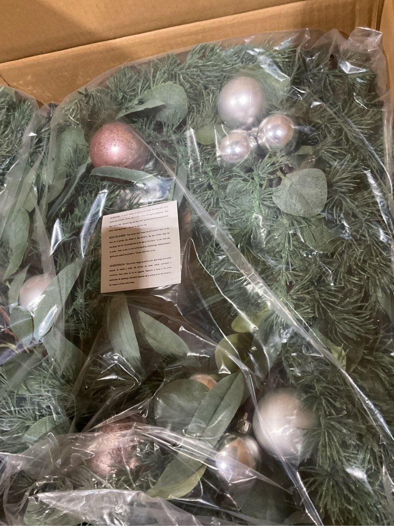 Condition photo showing As Is for 6' Artificial Garland (Floral Eucalyptus and fir, 6) Floral Eucalyptus and fir 6