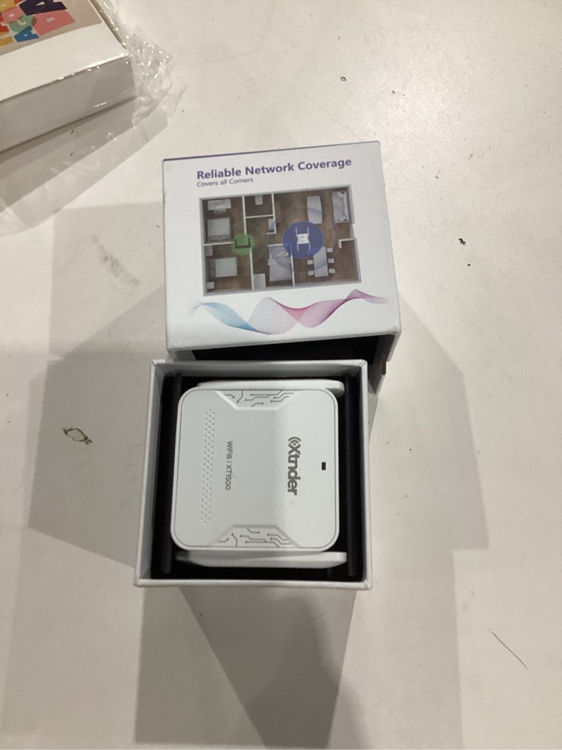 Condition photo showing Good Condition for wifi extender ax1500 signal booster long range, covers 13,000 sq.ft & 100+ devices, 1500mbps dual-band 5.8ghz & 2.4ghz wifi extender with ethernet port, no dead zones & lag, secure wifi booster
