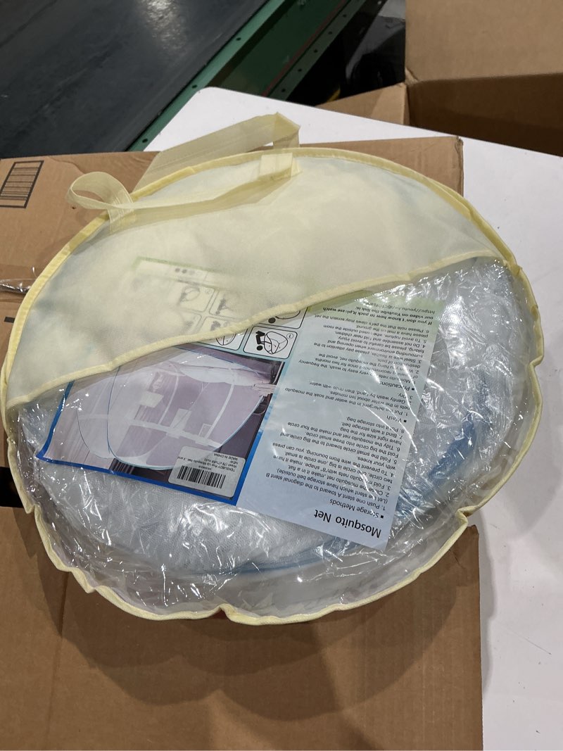 Condition photo showing New/Like New for pop up bed net tent for bedroom with net bottom, portable double door travel folding design bed canopy, foldable (khaki-79 x71x59 inch)