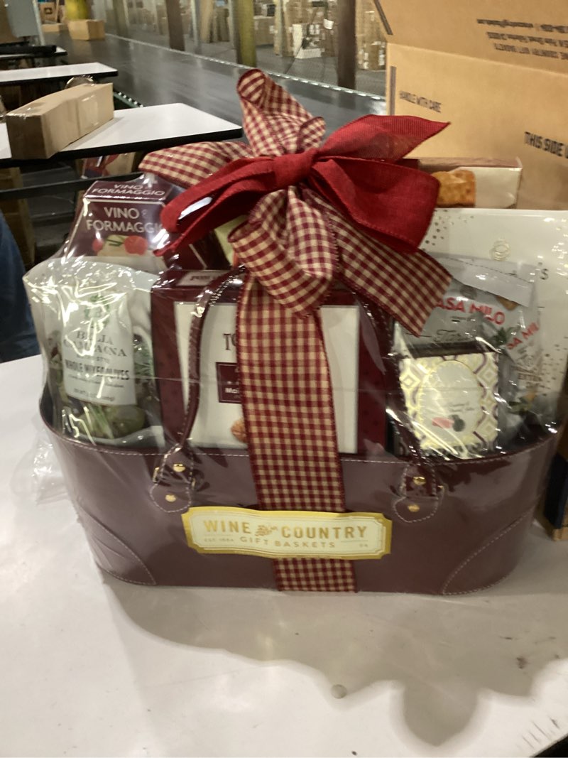 Condition photo showing New/Like New for wine country gift baskets gourmet feast perfect for family friends co-workers loved ones and clients