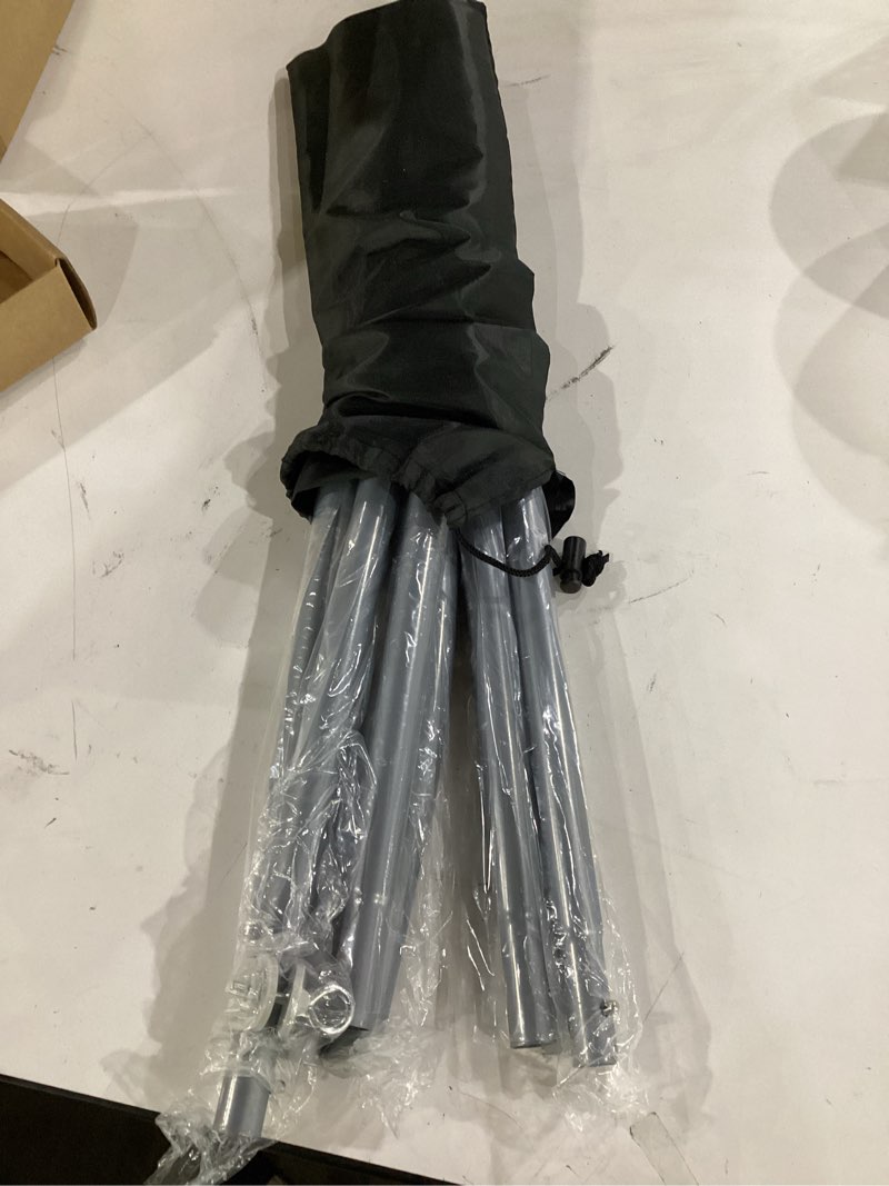 Condition photo showing As Is for incomplete**** 8ft feather flag pole kit, stainless steel heavy duty swooper flagpole with ground spike base & carry bag, outdoor advertising flag stand for small business, storefront promotion