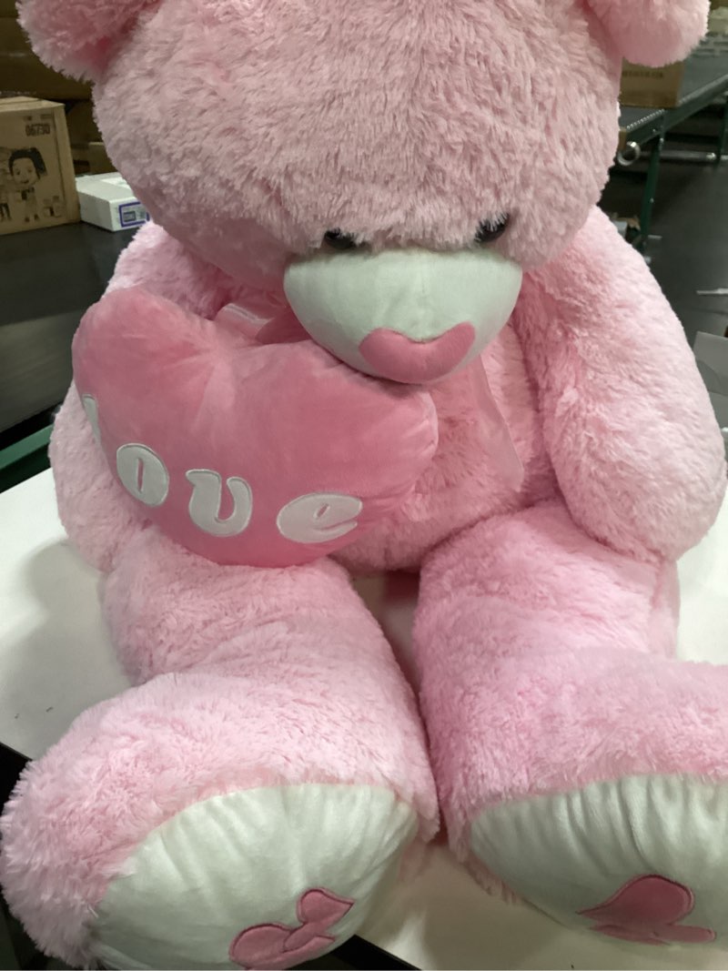 muiteiur giant teddy bear 51'' stuffed animals with pink\"love\" heart