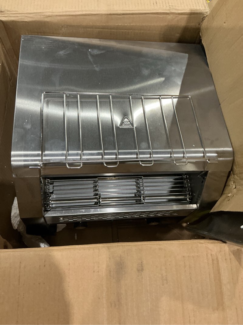 Condition photo showing As Is for pyy commercial conveyor toaster 450pcs/h - electric conveyor belt toaster for toast, bun, bagel, bread, heavy duty stainless steel toaster oven for restaurant, bakery, buffet use