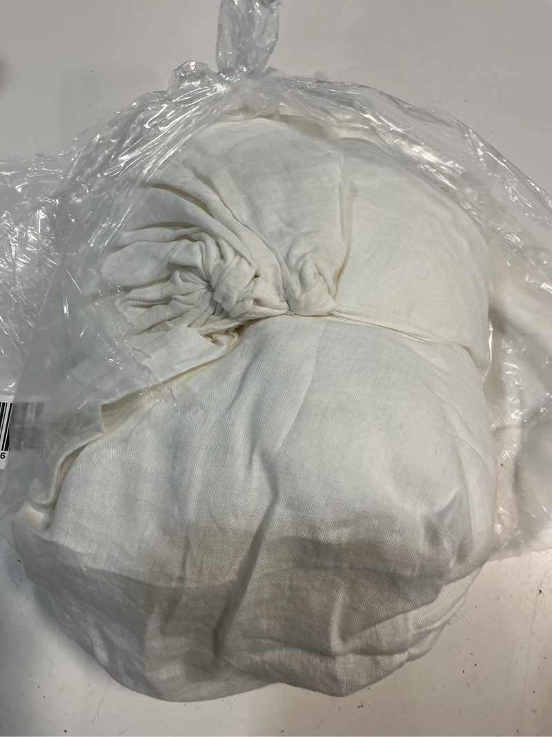 Condition photo showing As Is for quince european linen piped deluxe bedding bundle, queen, white/toffee