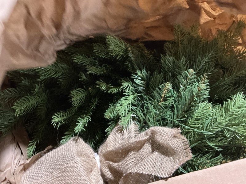 Condition photo showing As Is for 3FT Pre-lit Artificial Small Mini Christmas Tree with Warm White Multi-Color LED Lights, Remote Control and Timer, Perfect for Xmas Tabletop Decorations, Home, Kitchen, Dining Table top Blue Blue Red 3ft