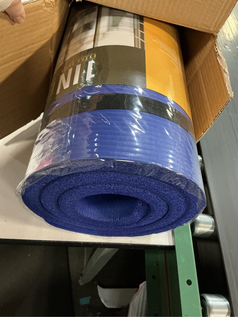 Condition photo showing New/Like New for CAP Barbell 1-Inch High Density Exercise Yoga Mat with Strap | Multiple Colors Blue