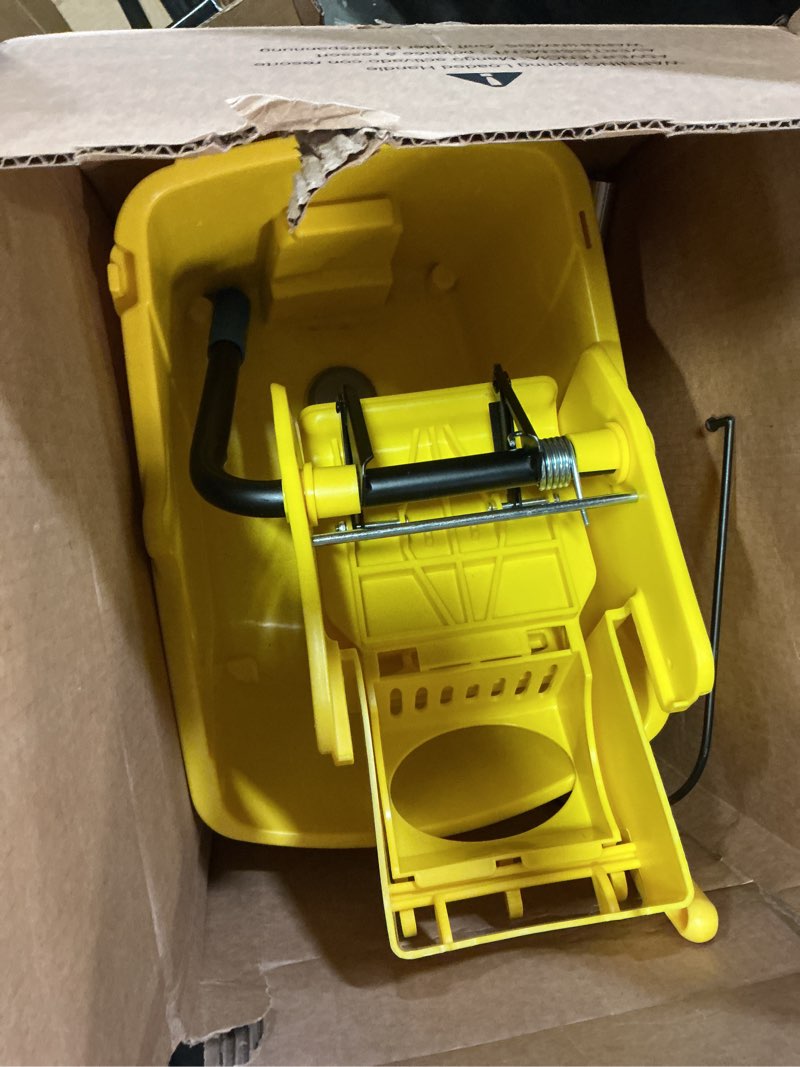 Condition photo showing Good Condition for Rubbermaid Commercial Products WaveBrake 35 Qt. Side-Press Mop Bucket and Wringer Combo on Wheels, Yellow, for Professional/Industrial/Business Heavy-Duty Floor Cleaning/Mopping