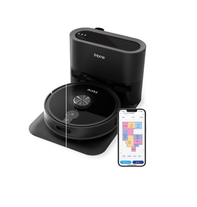 iHome AutoVac Nova S1 Pro Self Empty Robot Vacuum, LIDAR Mapping, 150 Min Runtime, Strong Suction
