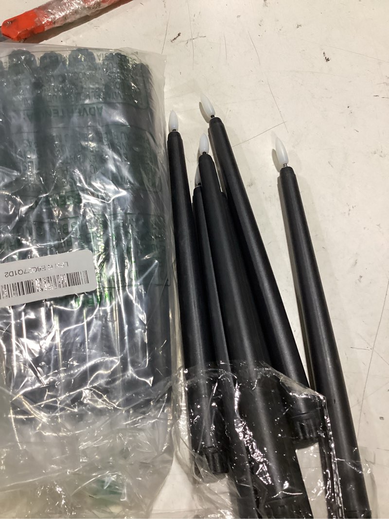 Condition photo showing Good Condition for macarrie 24 packs flameless taper candles battery operated fake 11 inch long candlelight led flameless candlesticks flickering tapered for spring summer wedding(black)