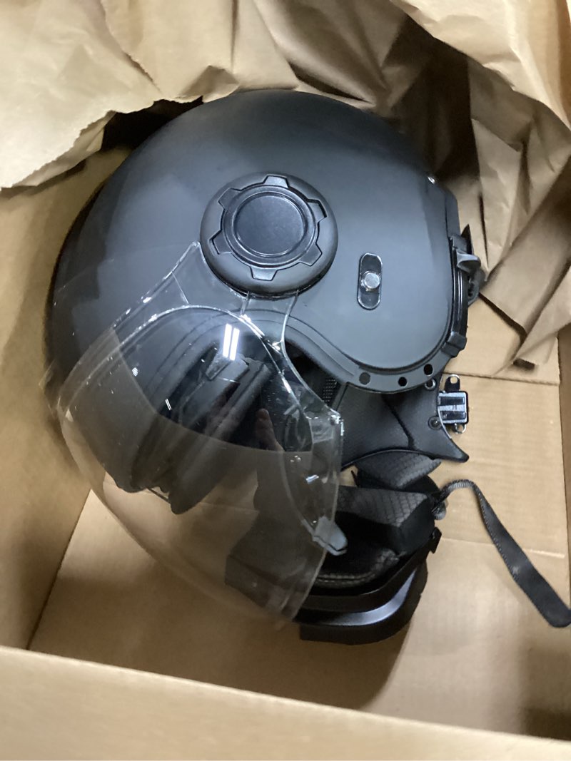 Condition photo showing As Is for triangle full face motorcycle helmets,off-road motocross helmet for men & women,dual visor with internal tinted sunshield,open face 3/4 adult racing helmet dot approved(black,l) large black