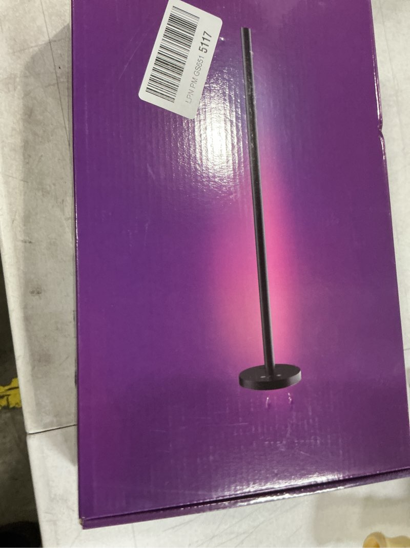 Condition photo showing New/Like New for corner floor lamp, led corner lamp with app and remote control, rgbicw 16 million diy colors & 68+ scene, music sync, color changing smart ambient light for living rooms, bedrooms, and gaming rooms 1 pack black
