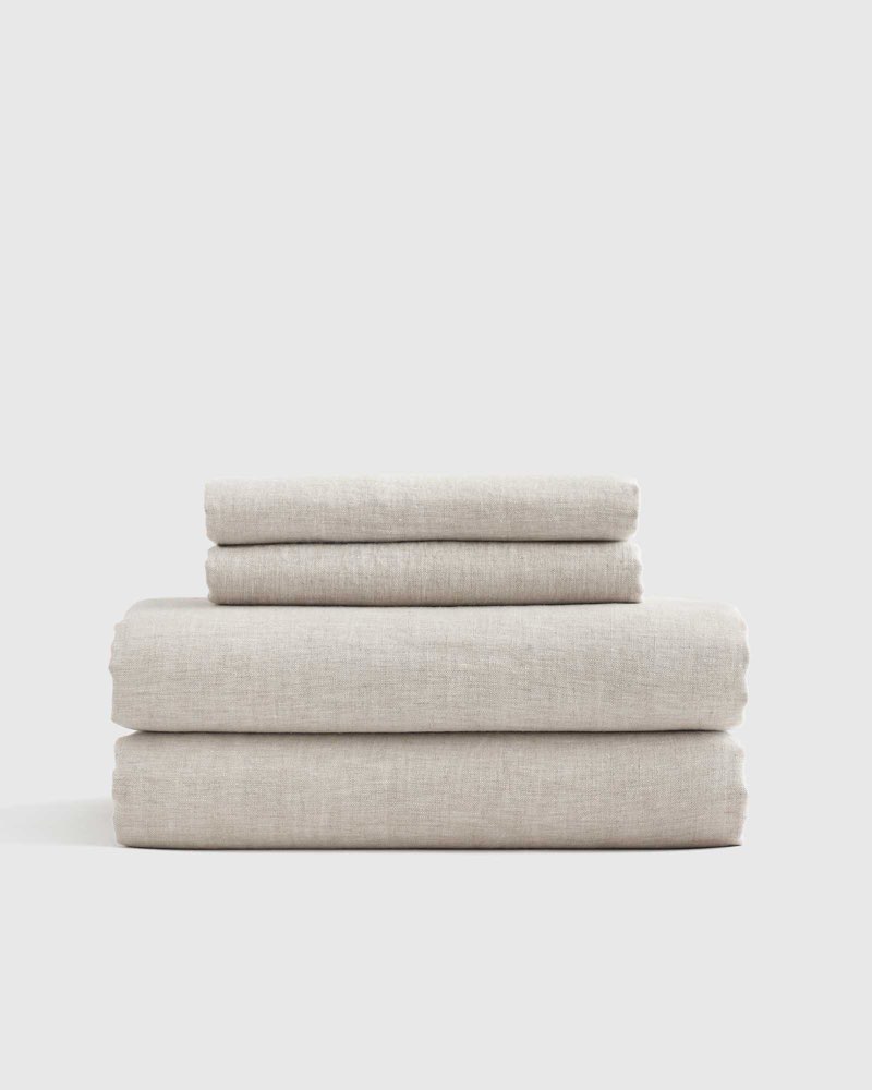 quince european linen sheet set queen size natural chambray 