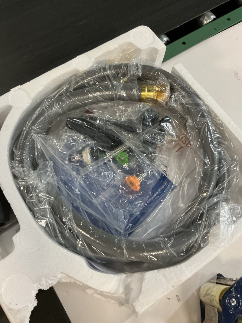 Condition photo showing Good Condition for Giraffe Tools Grandfalls Retractable Pressure Washer G20B, 2500 PSI 2.2 GPM, Wall Mounted Power Washer with 65FT Hose Reel, Black Pressure Hoses, 4 Nozzles for Floor/Cars/Fences/Patios, Dark Silver