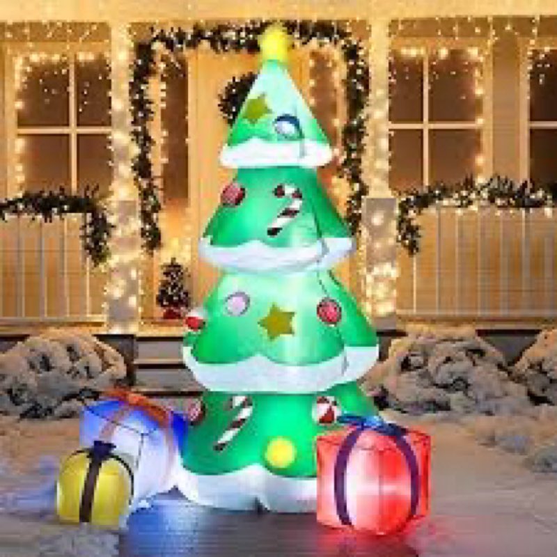 Joiedomi Christmas Inflatables Tree Outdoor Decoration, Giant Christmas Inflatable Tree with 3 Gift 