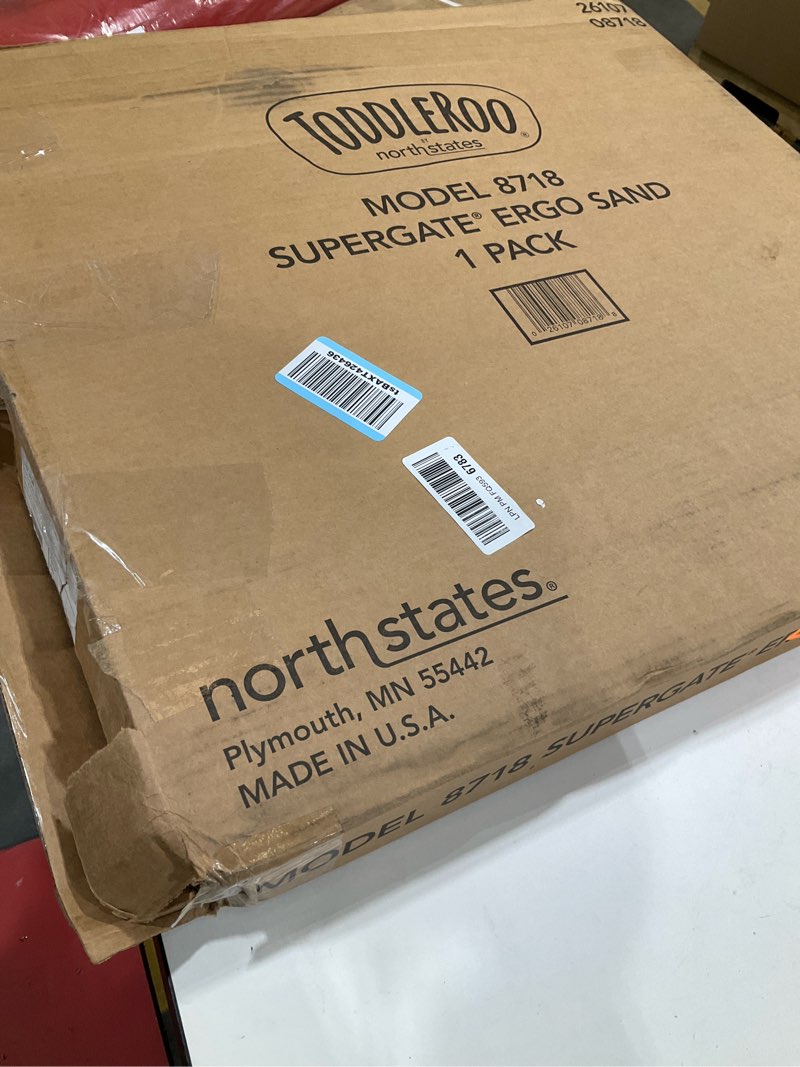 Condition photo showing Good Condition for Toddleroo by North States - Supergate Ergo Baby Gate: Plastic Baby Gate for Stairs & Doorways - Adjustable Indoor Safety Gate - Made in USA - 26 to 42 Inches Wide - 26 Inches Tall - Sand