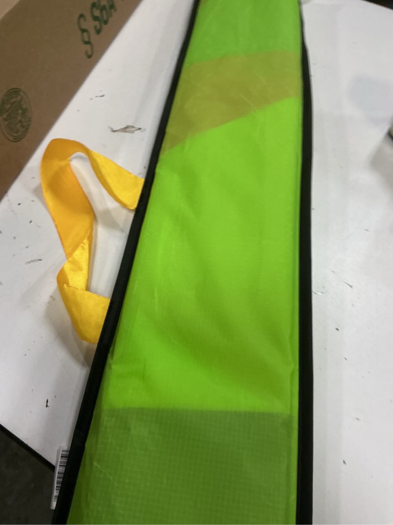 Condition photo showing New/Like New for beach kites for adults large with long tail, 98 inches super easy flyer 3d rainbow box kites, comes with two 49 feet multi colors tails, 300 ft kite string & handle multi-color radar kite