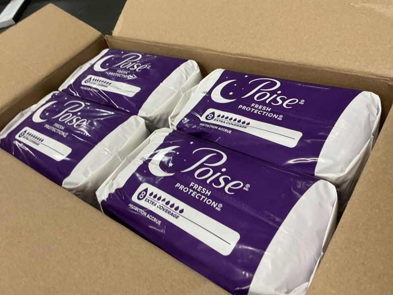 Condition photo showing Good Condition for Poise Overnight Incontinence & Postpartum Pads for Bladder Leaks, 8 Drop Extra Coverage, 96 Count, Packaging May Vary Long 96