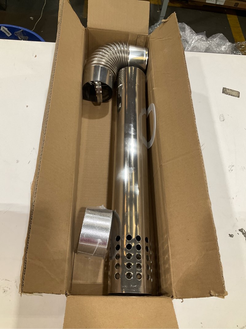 Condition photo showing Good Condition for 3" stainless steel direct vent kit, includes 3-inch outer diameter elbow and vent pipe, water heater vent pipe kit for gas tankless water heater