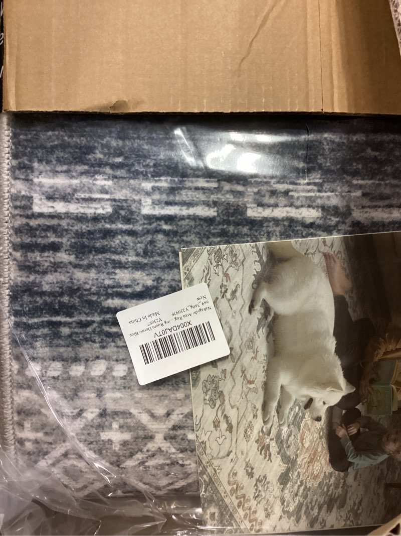 Condition photo showing New/Like New for Nakagishi Area Rug 6x9 Living Room: Washable Boho Large Neutral Soft Modern Rugs Stain Resistant Moroccan Indoor Non-Slip Accent Carpet for Bedroom Nursery Kids Playroom Office Dining Room Dorm- Blue Denim Blue 6' x 9' (Rectangular)