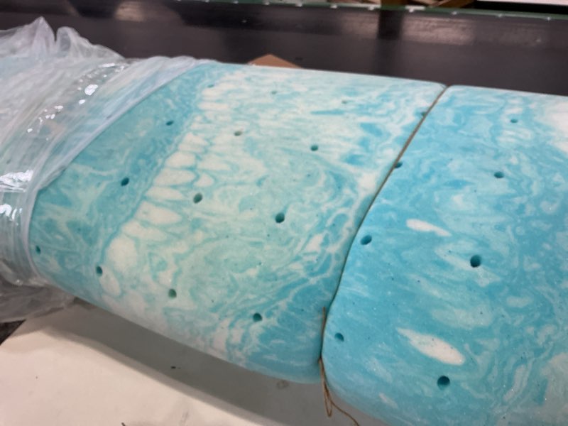 Condition photo showing As Is for EGO Topper 3 Inch Full Memory Foam Mattress Topper, Gel Foam Mattress Topper for Pressure Relief, Ventilated Design Bed Topper in a Box, CertiPUR-US Certified, Medium