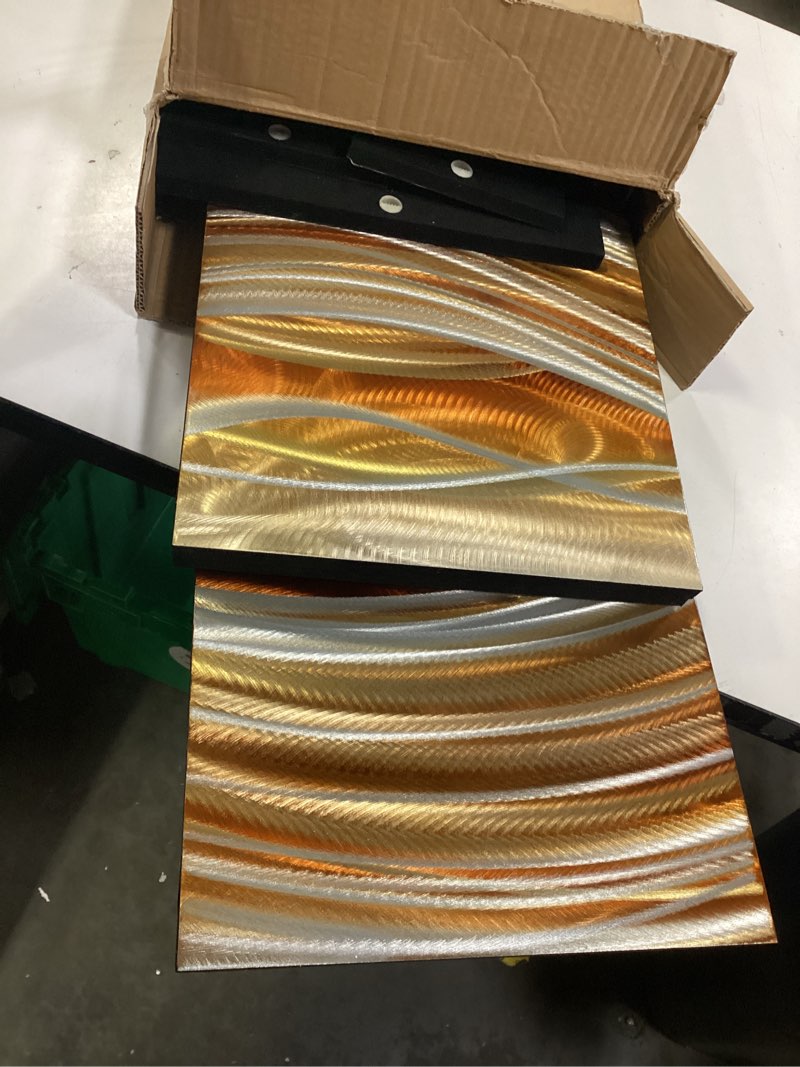 Condition photo showing Good Condition for mirage\" modern abstract metal wall art painting sculpture decor