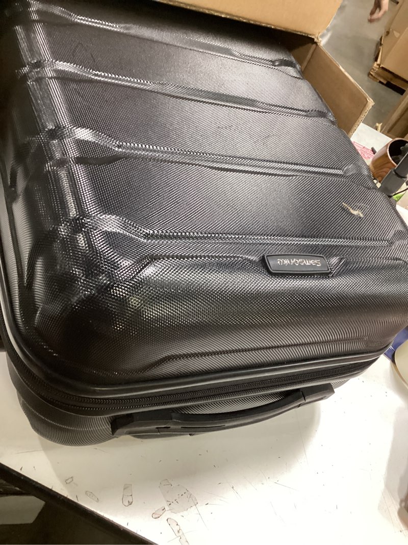 Condition photo showing As Is for Samsonite Omni PC Hardside Expandable Luggage with Spinner Wheels, Black, Carry-On 20-Inch Carry-On 20-Inch Black