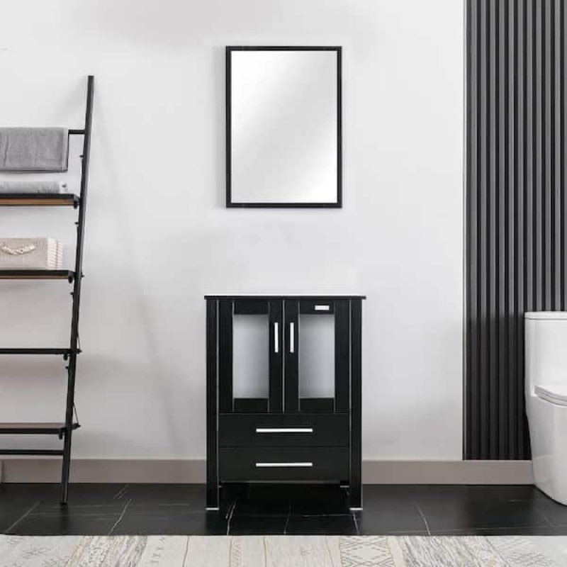 (Vanity only) Eclife 24 in. W x 19.7 in. D x 32 in. H Bath Vanity in Black with MDF Top in black 