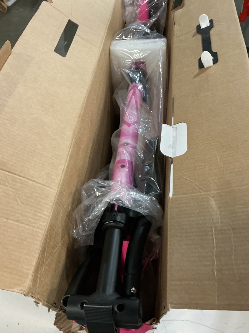 Condition photo showing Good Condition for campior kick scooter for ages 6+, for kids, teens, and adults, max load 240 lbs, foldable, 8-inch big wheels for kids and adults, with kickstand, 3 adjustable levels, child safety approved, pink