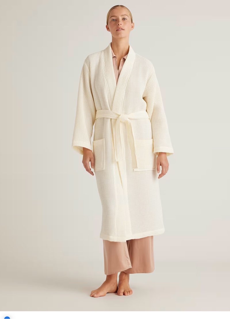 organic turkish waffle robe, ivory/ m