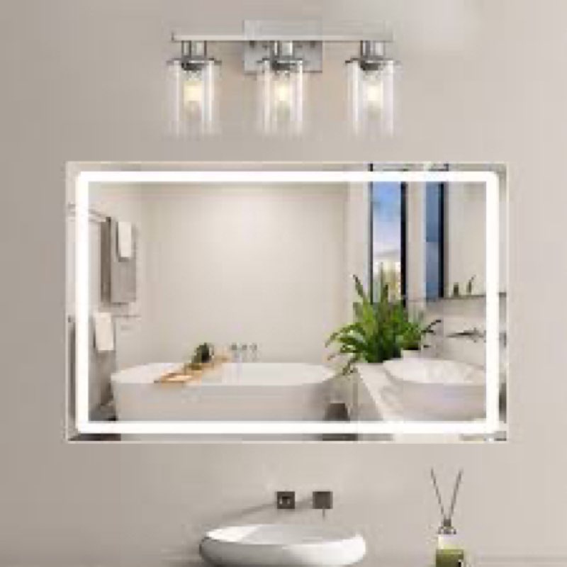 Calais - Lámpara de tocador de baño tradicional con 3 luces de niquel cepillado ( similar 