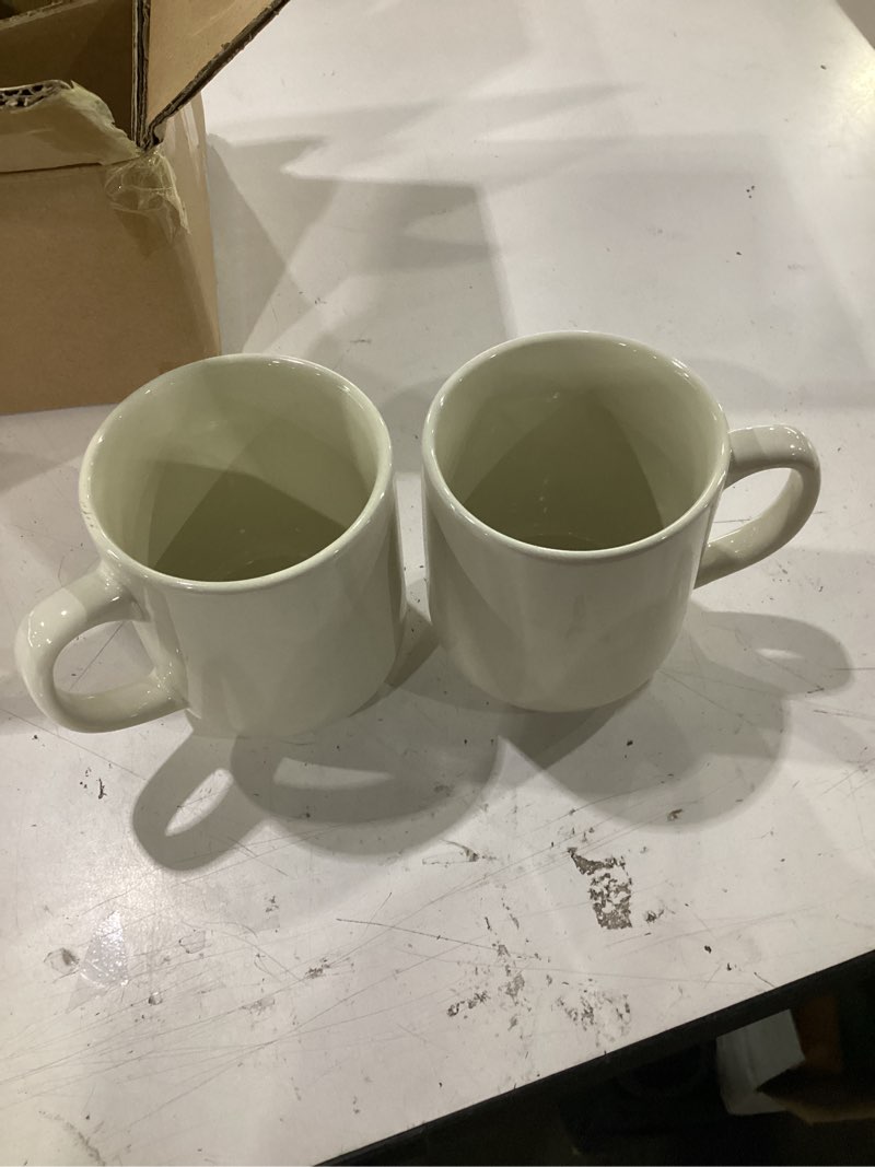 Condition photo showing Good Condition for amazon basics glazed stoneware coffee mugs, ceramic 4-piece set, 16 oz, microwave and dishwasher-safe, ivory ivory 16 oz. mugs, set of 4