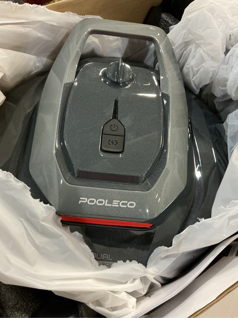 Condition photo showing Good Condition for robotic pool cleaner, pool vacuum for above & in-ground pool, dual-motor suction, 90mins runtime automatic self-parking, 2.5h fast charging, up to 850 sq.ft, pooleco s110 red