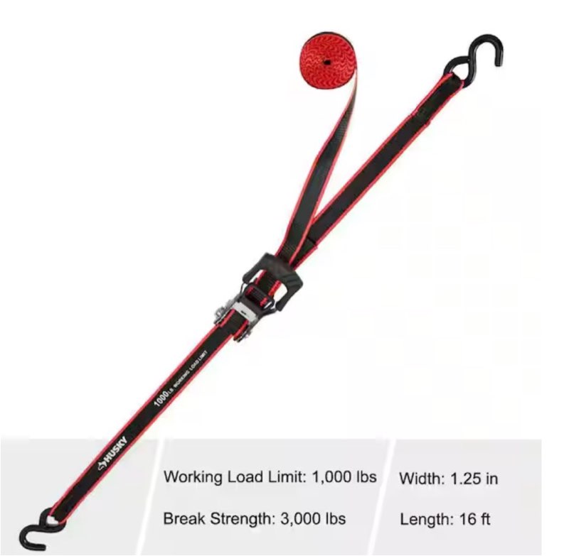 16 ft. 1.25 in. ratchet tie-down straps with s-hook (4-pack)