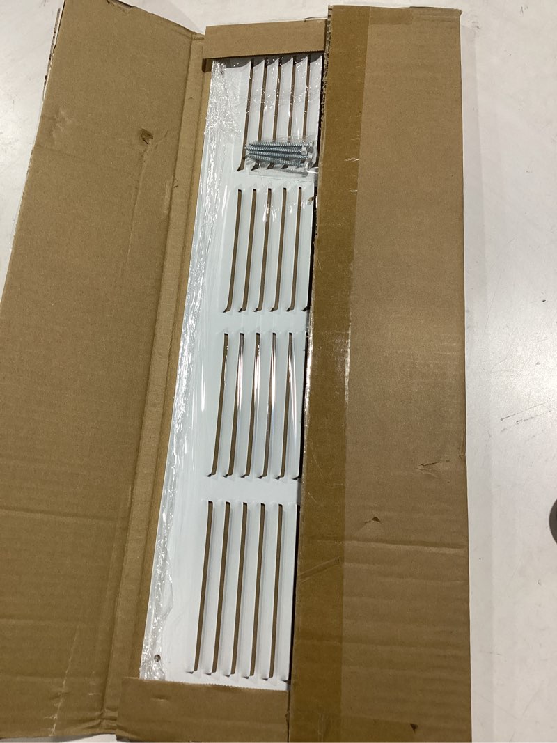 Condition photo showing New/Like New for Steinberg14 white Vent Cover 14x4 (Duct Opening) with Mesh - Wall and Ceiling Ventilation Register - HVAC Cold Air Return Grille - 15.75\"W x 5.90\"H Outer Dimensions 14\"x 4\" (duct opening) Black