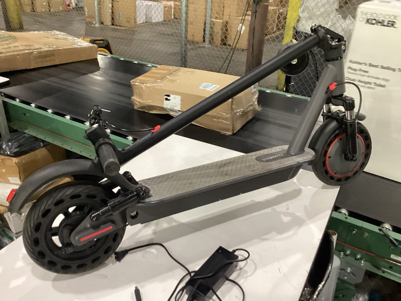 Condition photo showing As Is for aovowheel electric scooter for adults, 10'' 500w motor, max 23 miles range, 19 mph top speed with dual suspension, portable folding e-scooter for commuting, electric scooter
