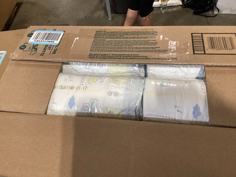 Condition photo showing New/Like New for pampers swaddlers diapers, size 6 (23-44 lbs), 108 count, absorbent, keeps baby dry and comfortable, skin safe disposable baby diaper (packaging may vary) size 6 108